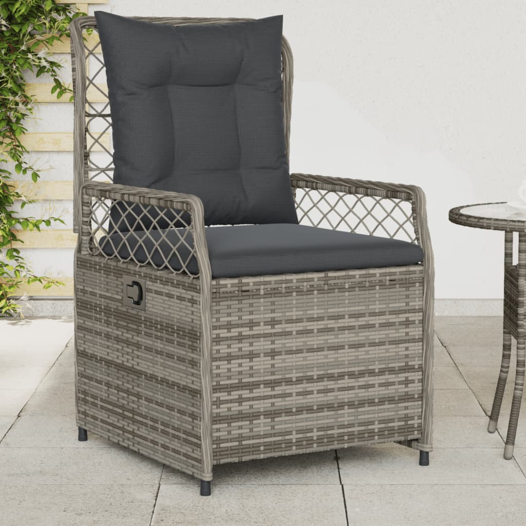 Gartensessel 2 Stk. Verstellbar Grau Poly Rattan