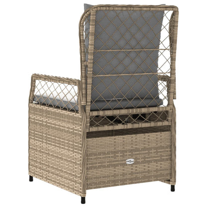 Gartensessel 2 Stk. Verstellbar Beige Poly Rattan