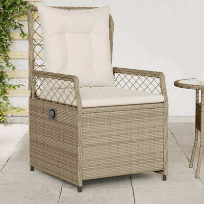 Gartensessel 2 Stk. Verstellbar Beige Poly Rattan