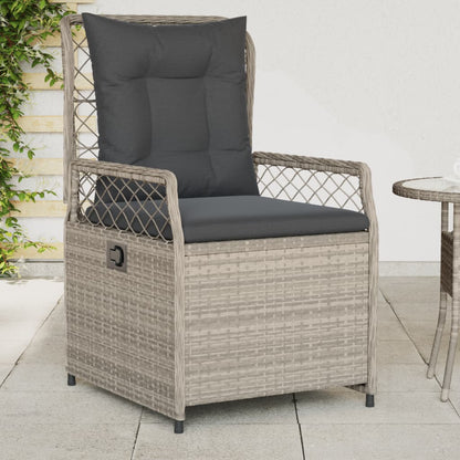 Gartensessel 2 Stk. Verstellbar Hellgrau Poly Rattan