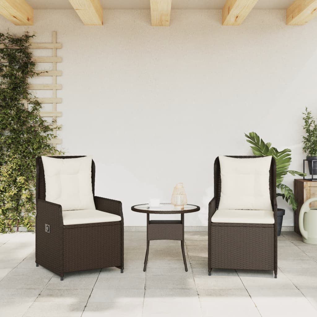 Gartensessel 2 Stk. Verstellbar Braun Poly Rattan