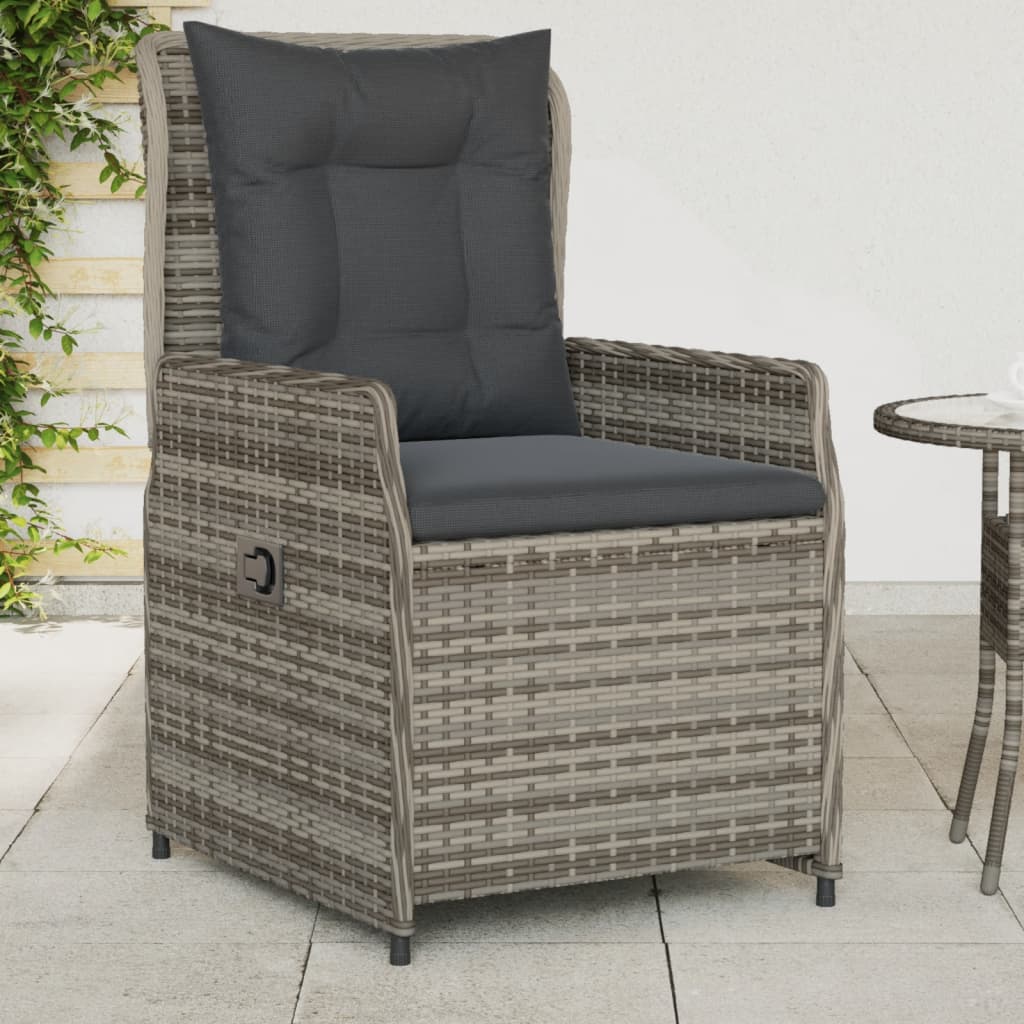 Gartensessel 2 Stk. Verstellbar Grau Poly Rattan