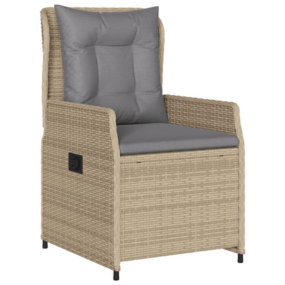 Gartensessel 2 Stk. Verstellbar Beige Poly Rattan