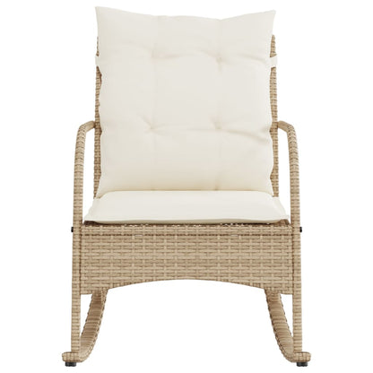 Garten-Schaukelstuhl mit Kissen Beige Poly Rattan