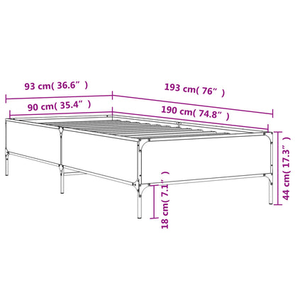 Bettgestell Schwarz 90x190 cm Holzwerkstoff und Metall