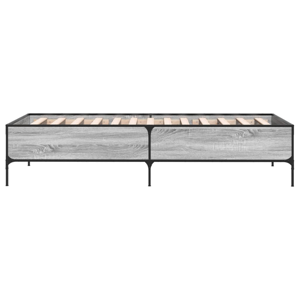 Bettgestell Grau Sonoma 90x190 cm Holzwerkstoff und Metall