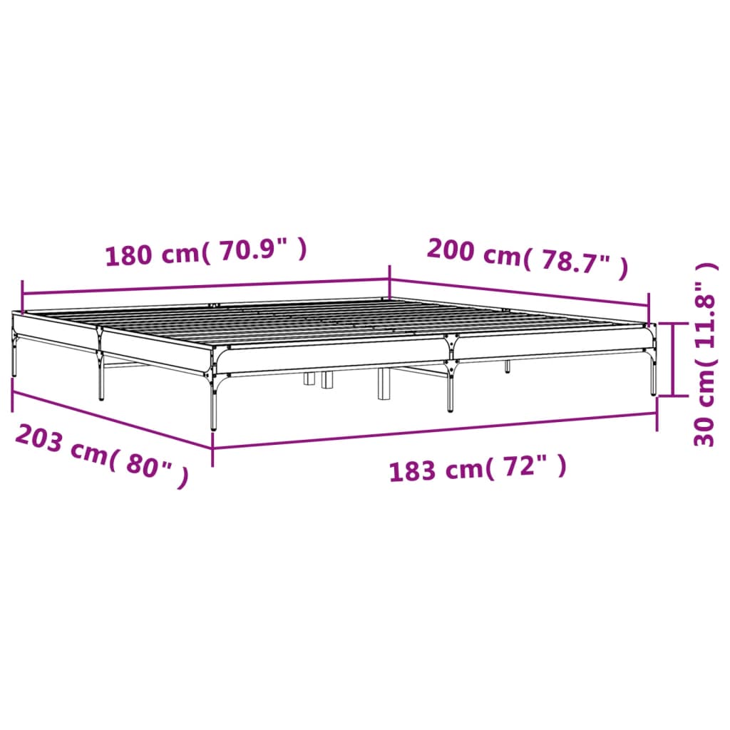 Bettgestell Schwarz 180x200 cm Holzwerkstoff und Metall