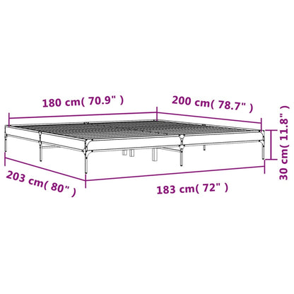 Bettgestell Schwarz 180x200 cm Holzwerkstoff und Metall