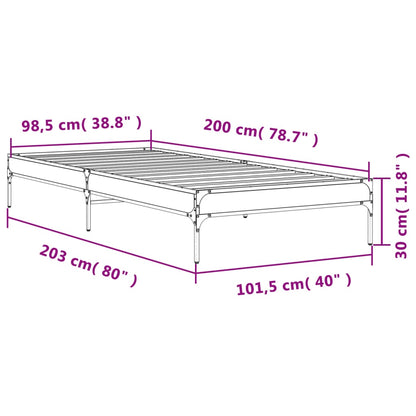 Bettgestell Grau Sonoma 100x200 cm Holzwerkstoff und Metall