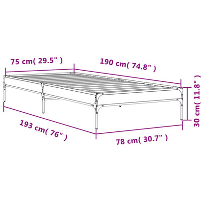 Bettgestell Räuchereiche 75x190 cm Holzwerkstoff und Metall