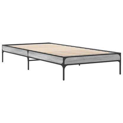 Bettgestell Grau Sonoma 75x190 cm Holzwerkstoff und Metall