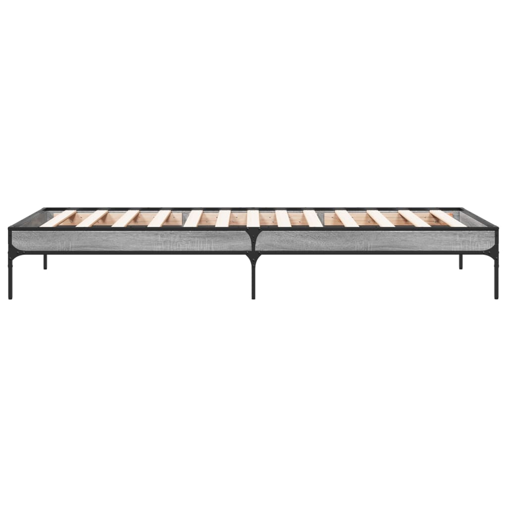 Bettgestell Grau Sonoma 75x190 cm Holzwerkstoff und Metall