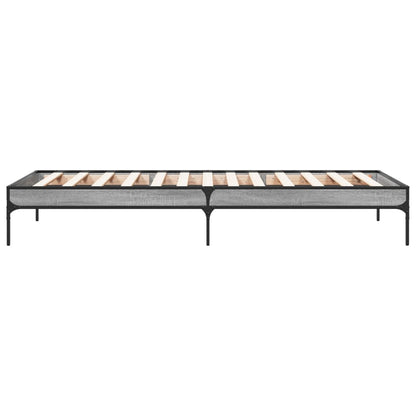 Bettgestell Grau Sonoma 75x190 cm Holzwerkstoff und Metall