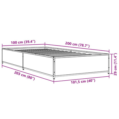 Bettgestell Schwarz 100x200 cm Holzwerkstoff und Metall