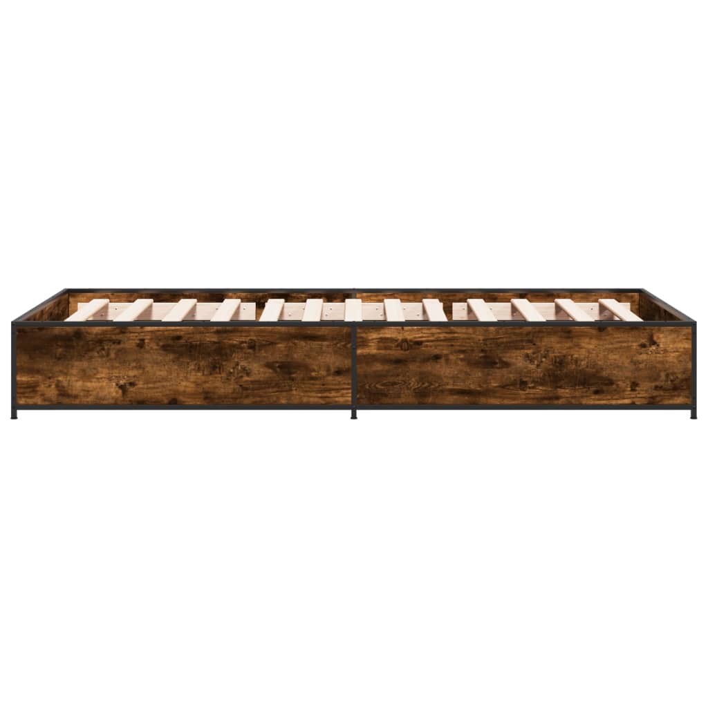 Bettgestell Räuchereiche 100x200 cm Holzwerkstoff und Metall