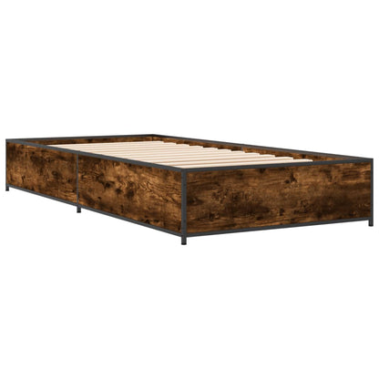 Bettgestell Räuchereiche 90x190 cm Holzwerkstoff und Metall