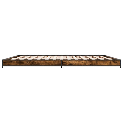 Bettgestell Räuchereiche 200x200 cm Holzwerkstoff und Metall