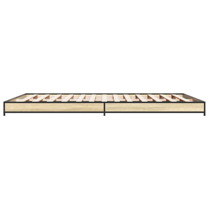 Bettgestell Sonoma-Eiche 150x200 cm Holzwerkstoff und Metall