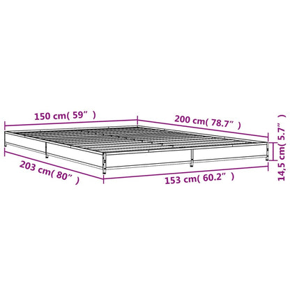 Bettgestell Räuchereiche 150x200 cm Holzwerkstoff und Metall