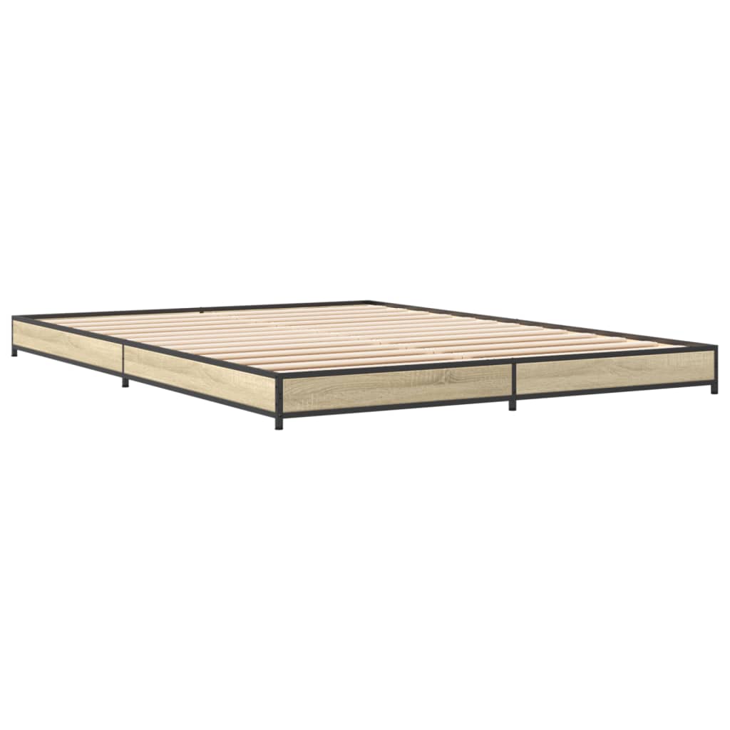 Bettgestell Sonoma-Eiche 135x190 cm Holzwerkstoff und Metall