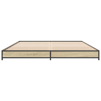 Bettgestell Sonoma-Eiche 135x190 cm Holzwerkstoff und Metall