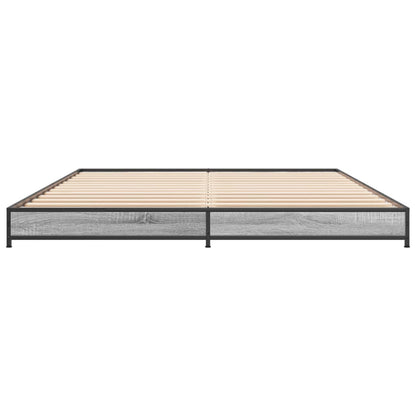 Bettgestell Grau Sonoma 135x190 cm Holzwerkstoff und Metall