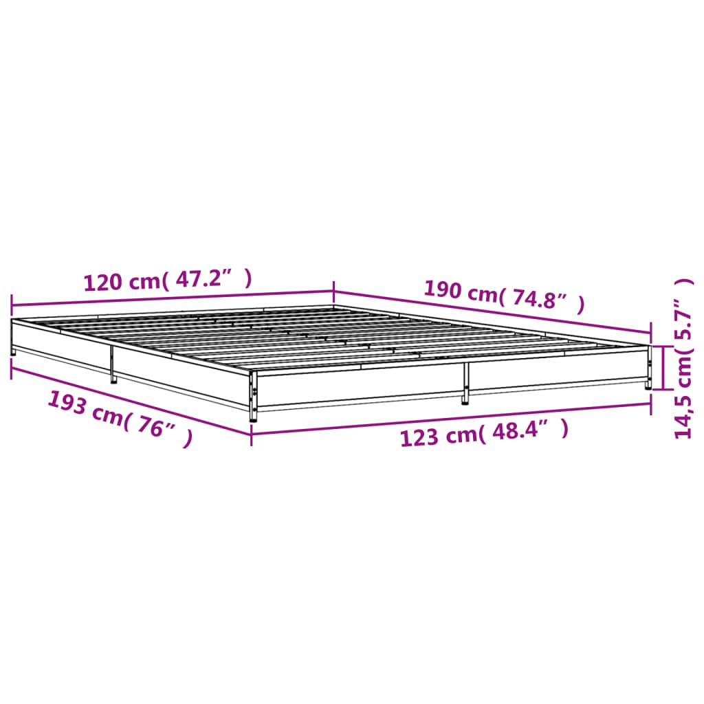 Bettgestell Schwarz 120x190 cm Holzwerkstoff und Metall