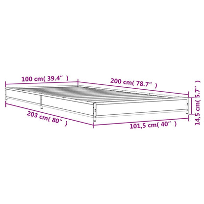 Bettgestell Räuchereiche 100x200 cm Holzwerkstoff und Metall