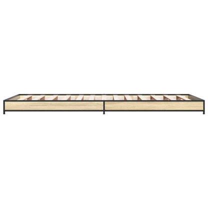 Bettgestell Sonoma-Eiche 90x200 cm Holzwerkstoff und Metall