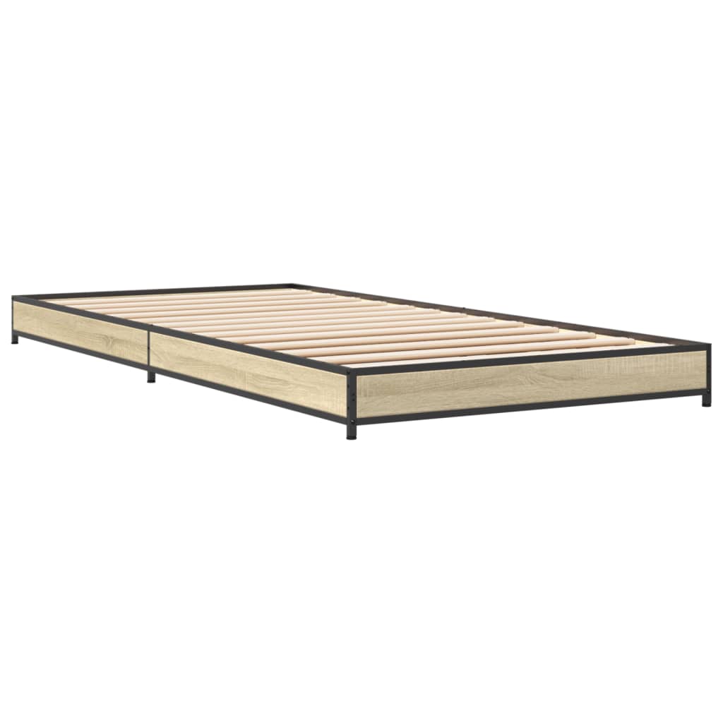 Bettgestell Sonoma-Eiche 90x200 cm Holzwerkstoff und Metall