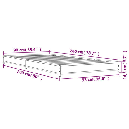 Bettgestell Sonoma-Eiche 90x200 cm Holzwerkstoff und Metall