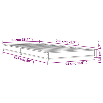 Bettgestell Räuchereiche 90x200 cm Holzwerkstoff und Metall