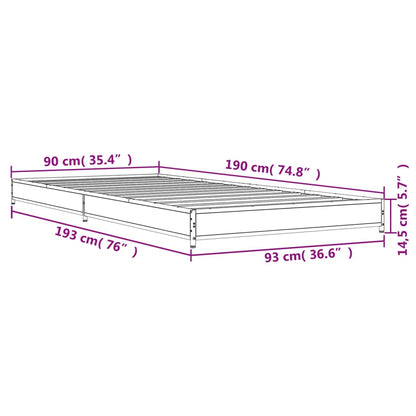 Bettgestell Sonoma-Eiche 90x190 cm Holzwerkstoff und Metall