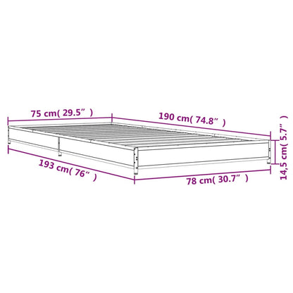 Bettgestell Schwarz 75x190 cm Holzwerkstoff und Metall