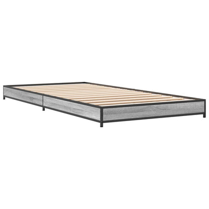 Bettgestell Grau Sonoma 75x190 cm Holzwerkstoff und Metall