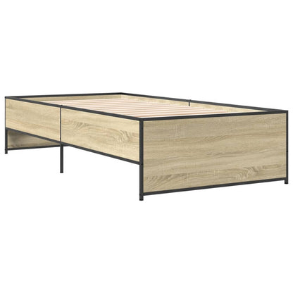 Bettgestell Sonoma-Eiche 100x200 cm Holzwerkstoff und Metall