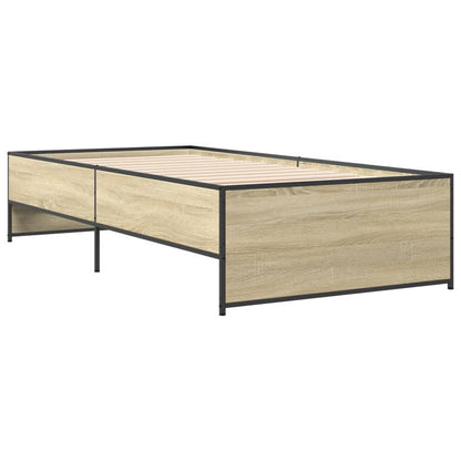 Bettgestell Sonoma-Eiche 100x200 cm Holzwerkstoff und Metall