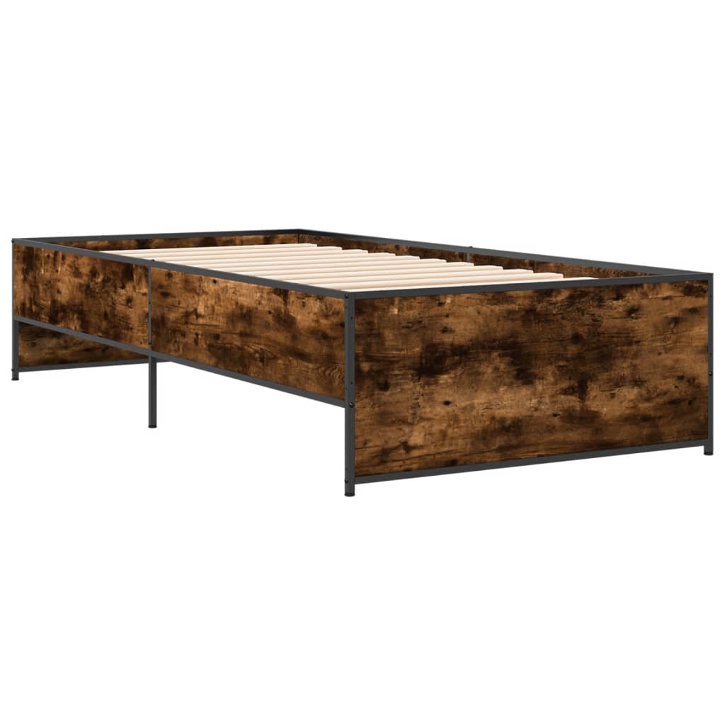 Bettgestell Räuchereiche 100x200 cm Holzwerkstoff und Metall