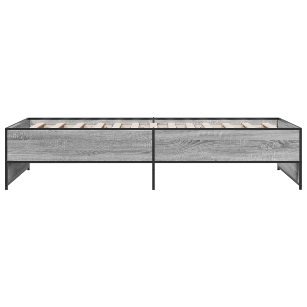 Bettgestell Grau Sonoma 75x190 cm Holzwerkstoff und Metall