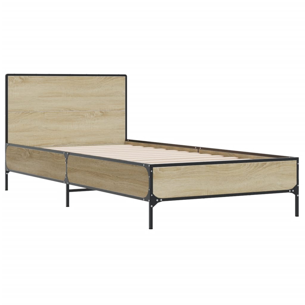 Bettgestell Sonoma-Eiche 75x190 cm Holzwerkstoff und Metall