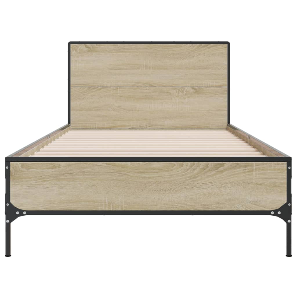 Bettgestell Sonoma-Eiche 75x190 cm Holzwerkstoff und Metall