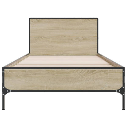 Bettgestell Sonoma-Eiche 75x190 cm Holzwerkstoff und Metall