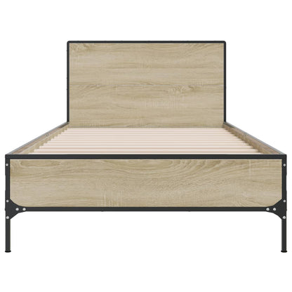 Bettgestell Sonoma-Eiche 90x190 cm Holzwerkstoff und Metall