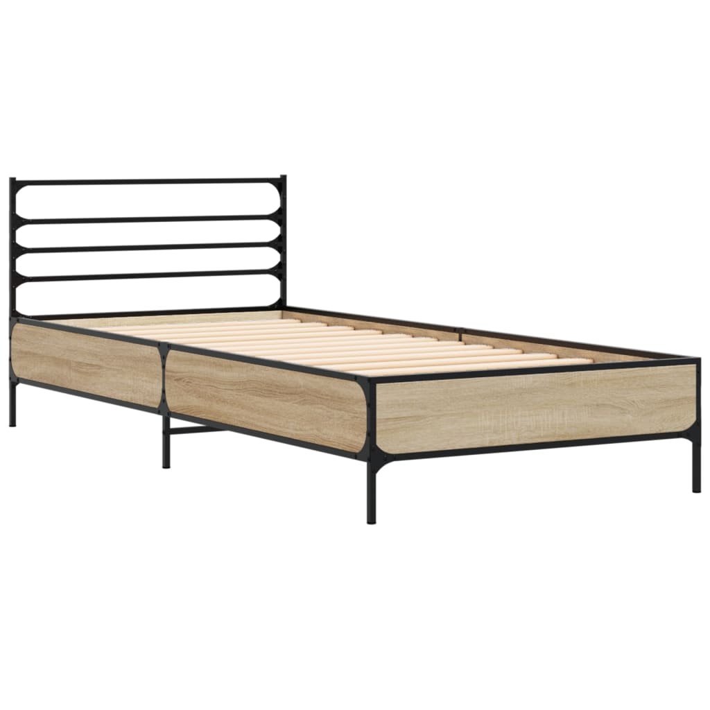 Bettgestell Sonoma-Eiche 90x200 cm Holzwerkstoff und Metall