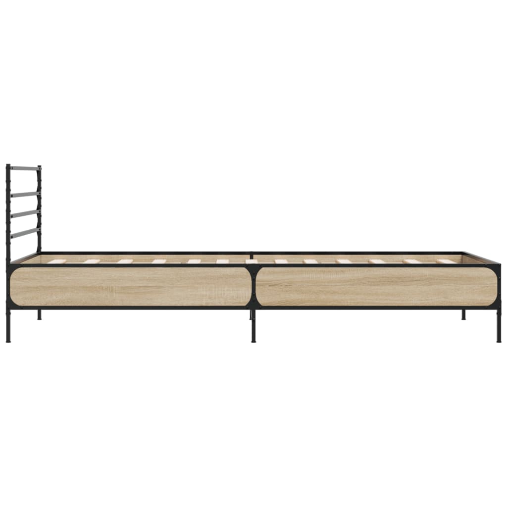 Bettgestell Sonoma-Eiche 90x200 cm Holzwerkstoff und Metall