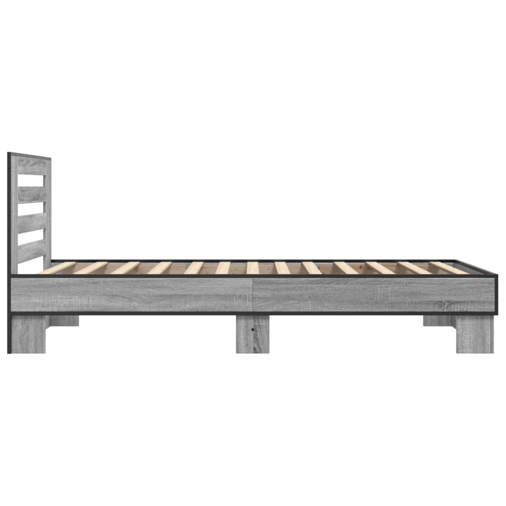 Bettgestell Grau Sonoma 90x200 cm Holzwerkstoff und Metall