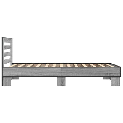 Bettgestell Grau Sonoma 90x200 cm Holzwerkstoff und Metall