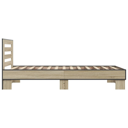 Bettgestell Sonoma-Eiche 75x190 cm Holzwerkstoff und Metall