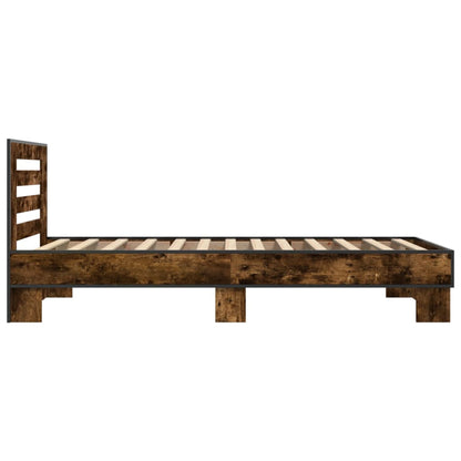 Bettgestell Räuchereiche 75x190 cm Holzwerkstoff und Metall