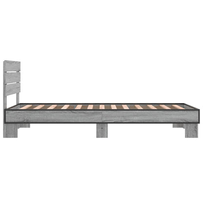 Bettgestell Grau Sonoma 100x200 cm Holzwerkstoff und Metall